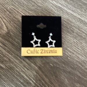 Silver Star Cubic Zirconia Earrings